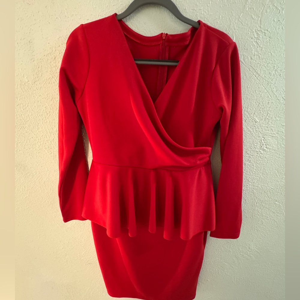 Elegant Red Peplum Dress